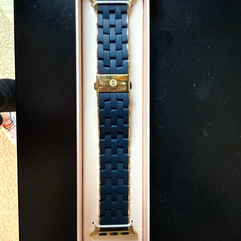 MICHELE Navy & Gold Apple Watch Band
